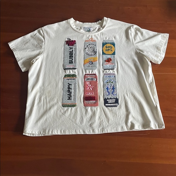 QUEEN OF SPARKLES Tops - QUEEN OF SPARKLES Tee with Sequin Spritzer Cans